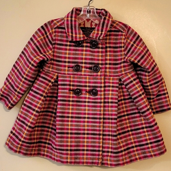 Girl's plaid lined pea coat - Picture 1 of 6